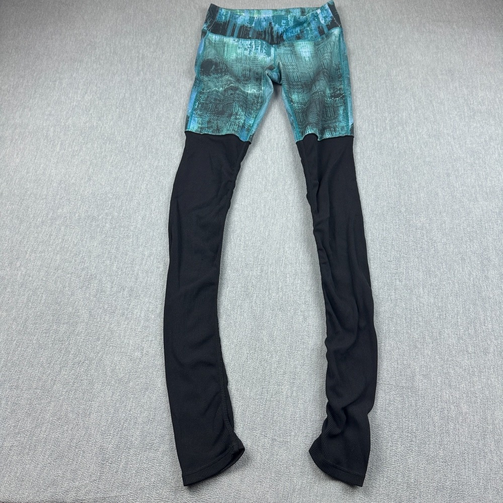 Alo Yoga Leggings Womens Small Green Black High‎ Waist Goddess Ruched Athletic